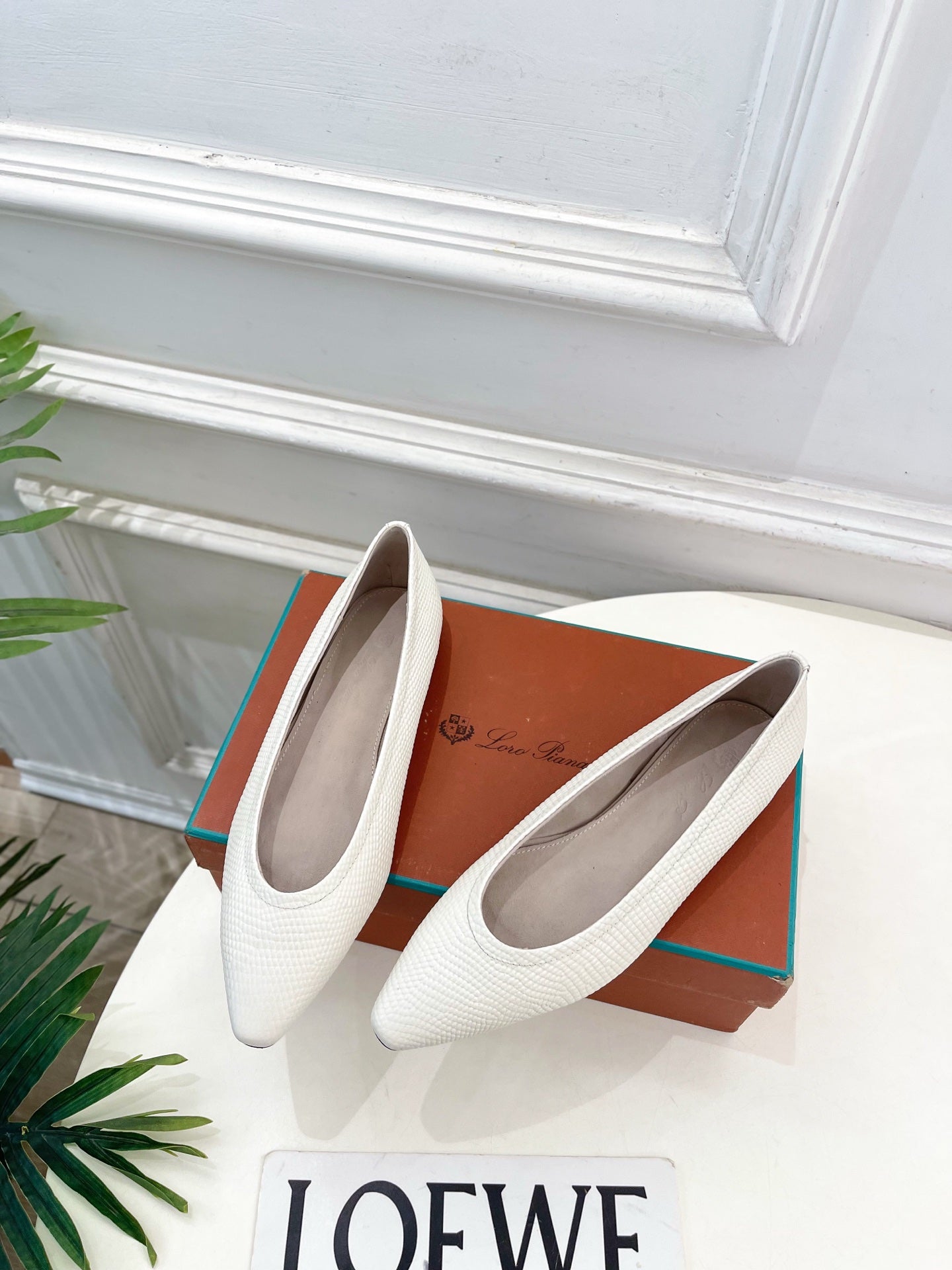 LP 26SS Ballet Flats White Snakeskin 587580