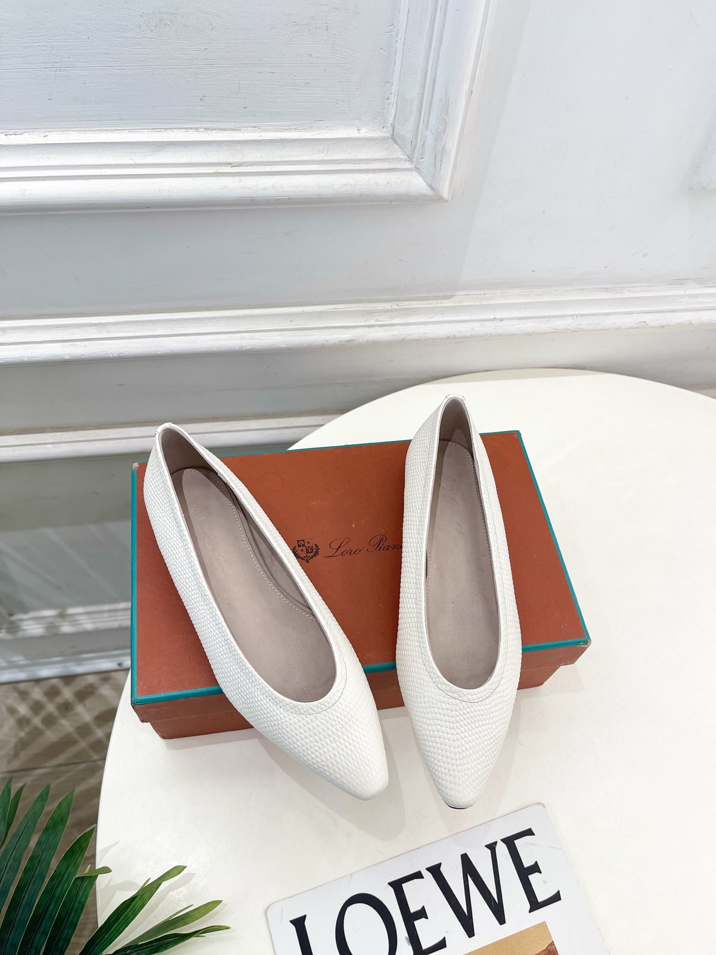 LP 26SS Ballet Flats White Snakeskin 587580