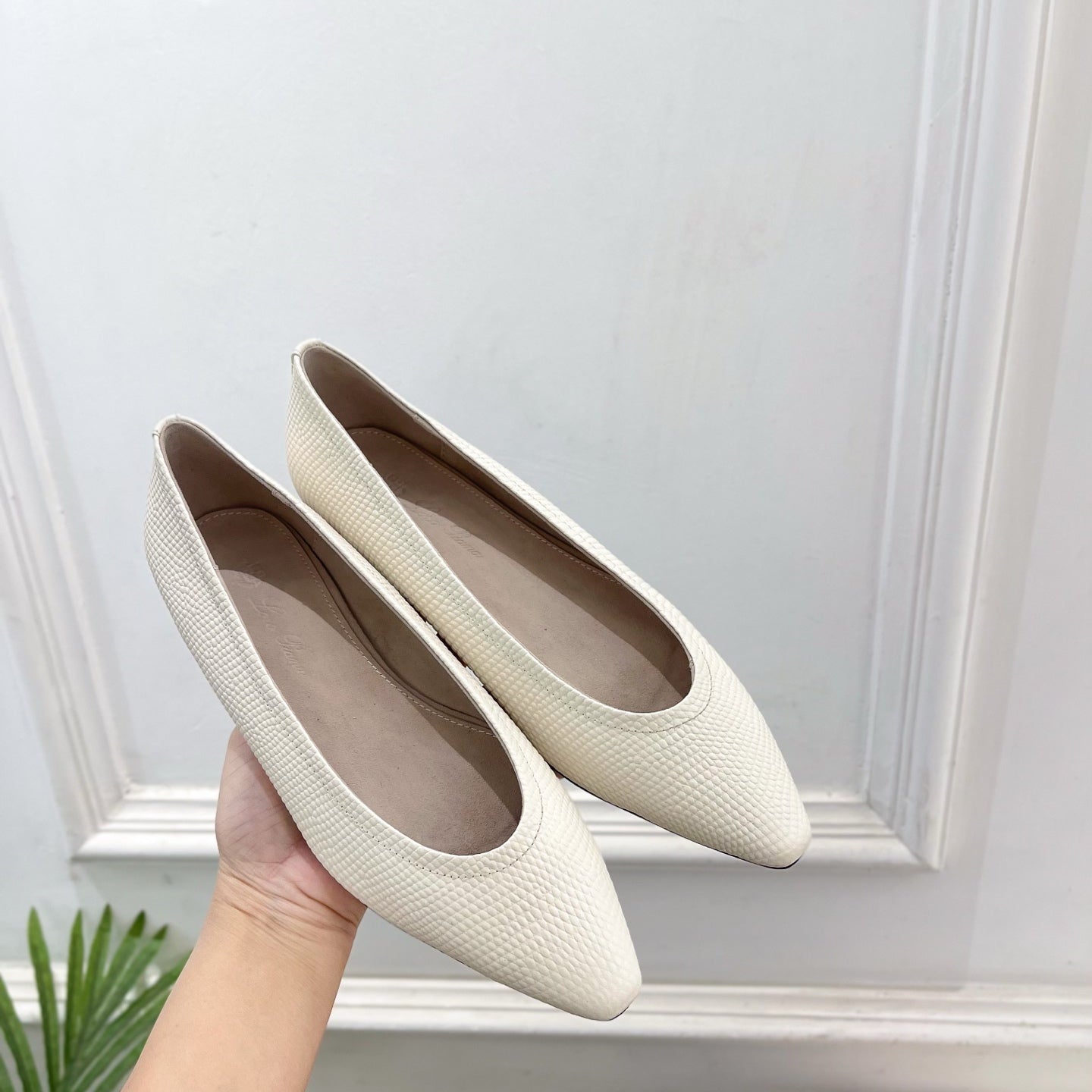 LP 26SS Ballet Flats White Snakeskin 587580