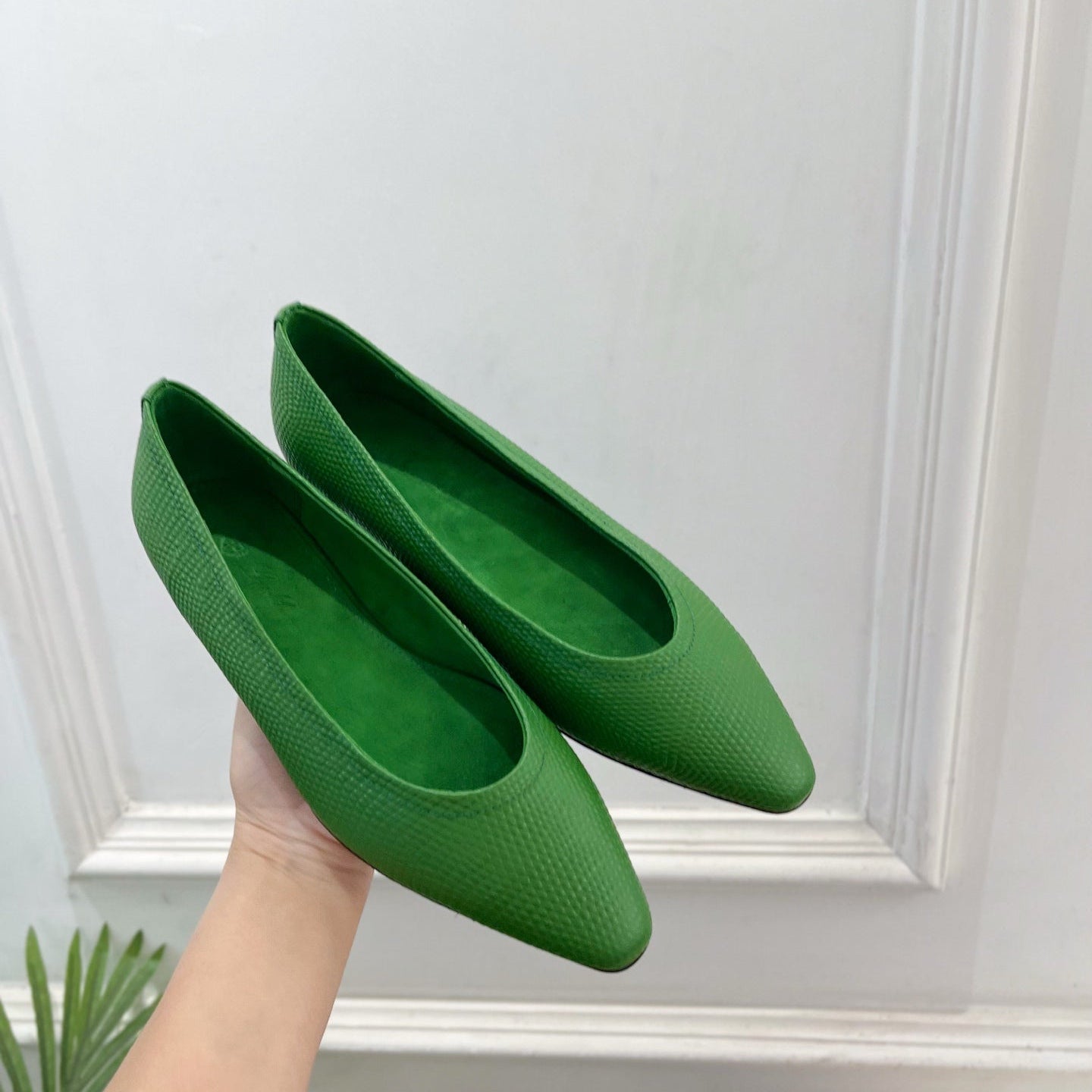 LP 26SS Ballet Flats Green Snakeskin 587581