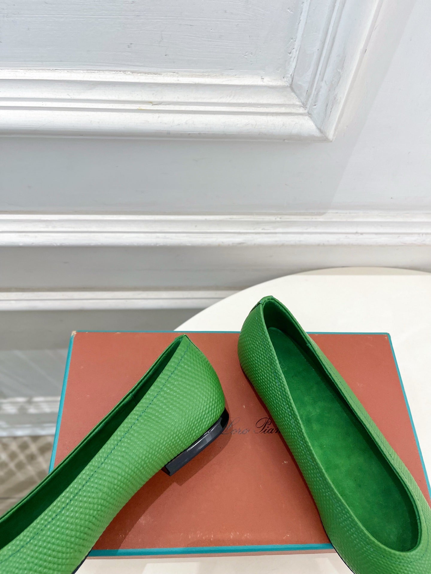 LP 26SS Ballet Flats Green Snakeskin 587581