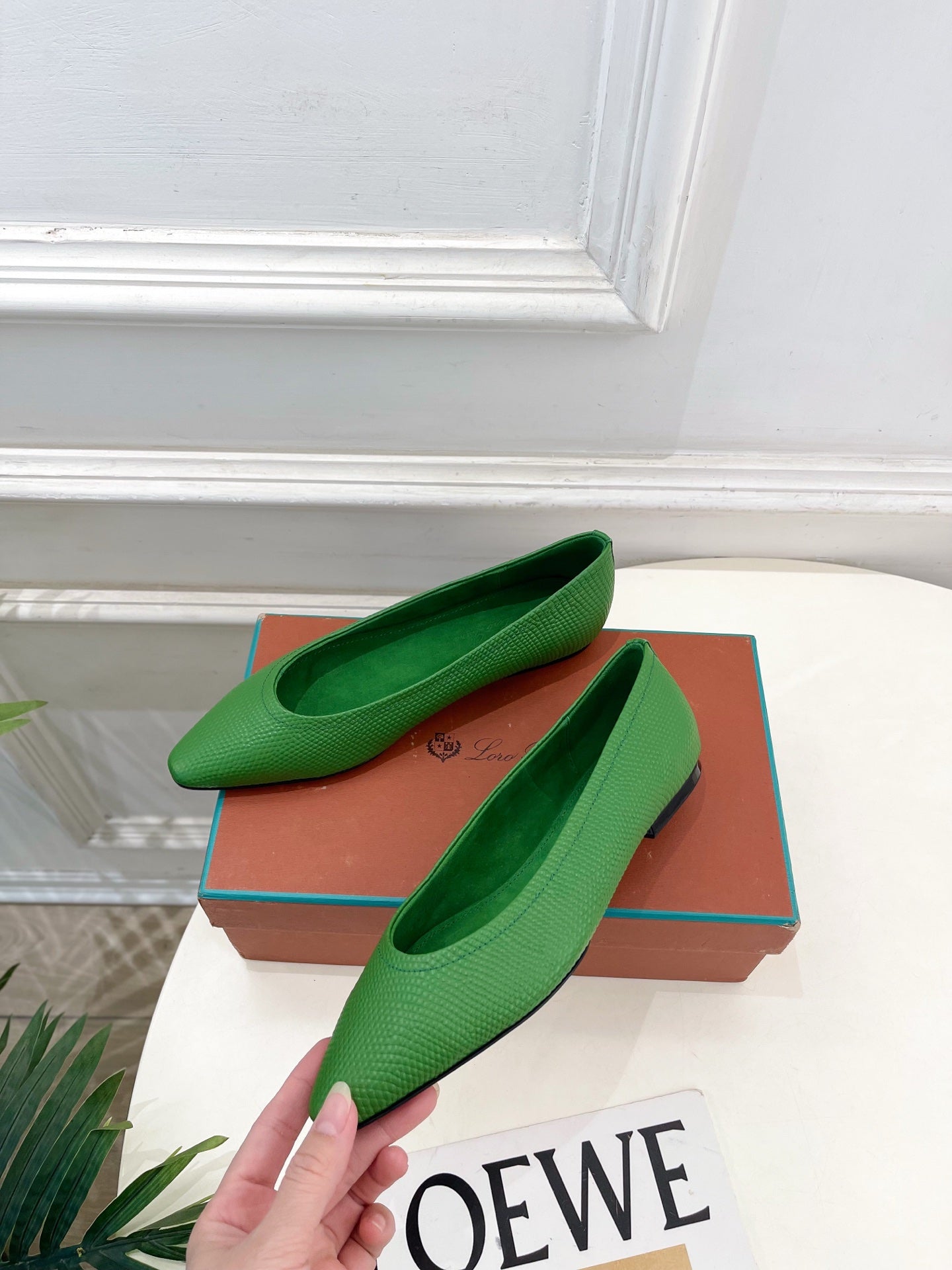 LP 26SS Ballet Flats Green Snakeskin 587581