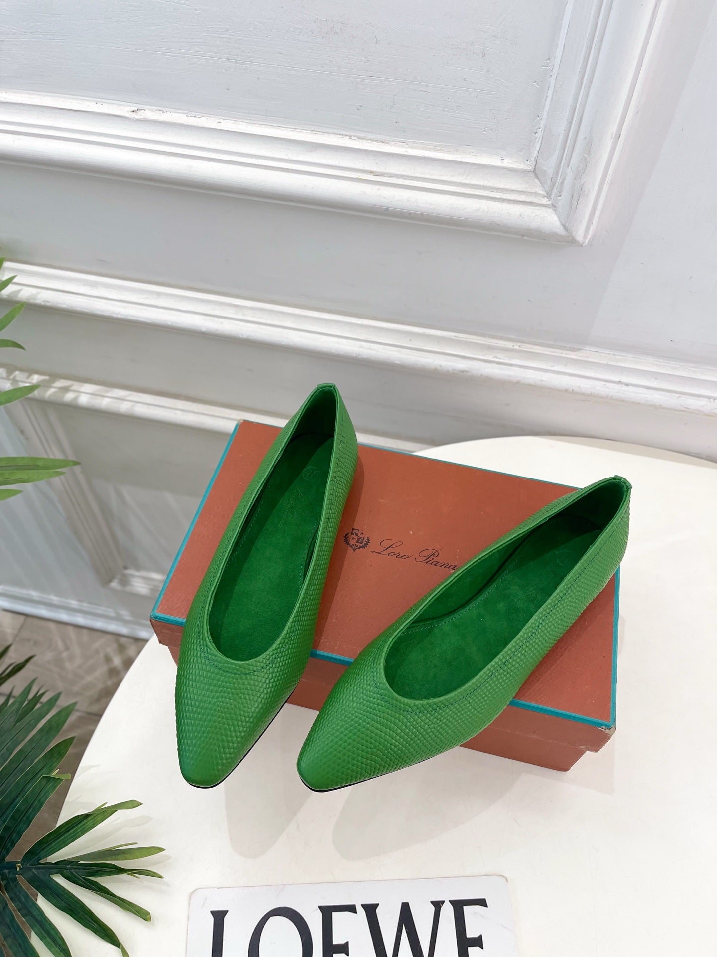 LP 26SS Ballet Flats Green Snakeskin 587581