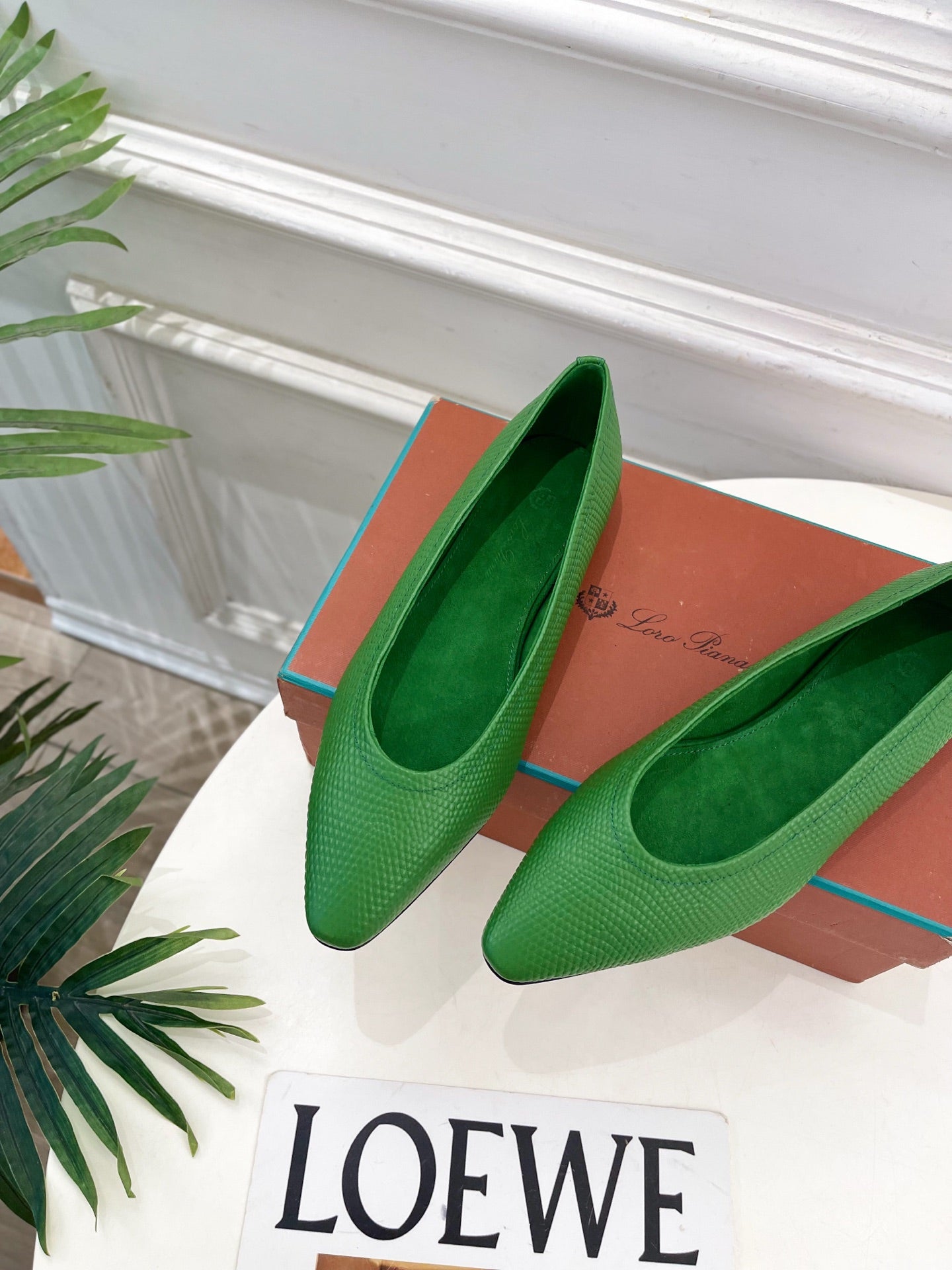 LP 26SS Ballet Flats Green Snakeskin 587581