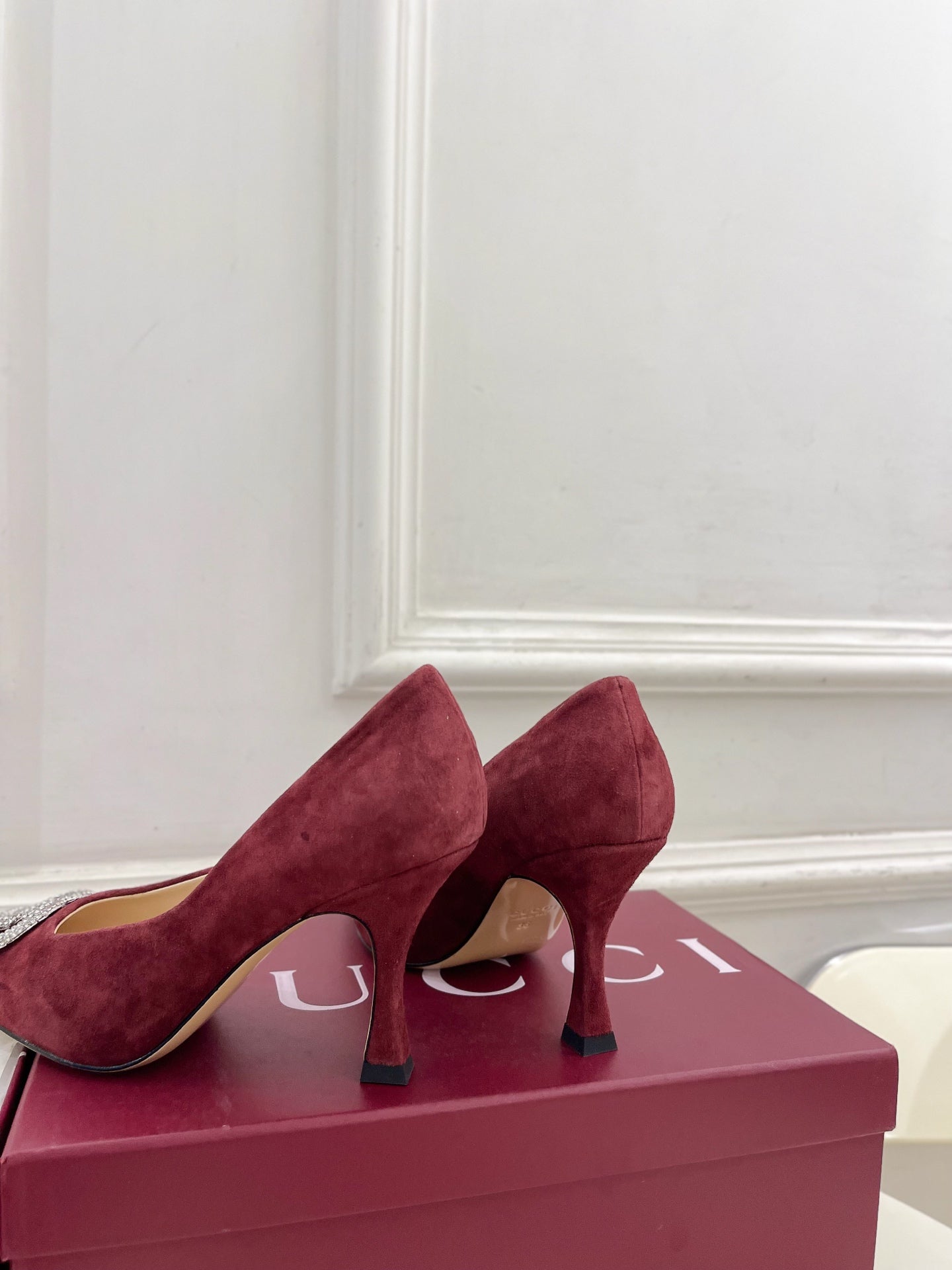 GG 26 High-Heeled 85 Pumps Burgundy Suede 587075