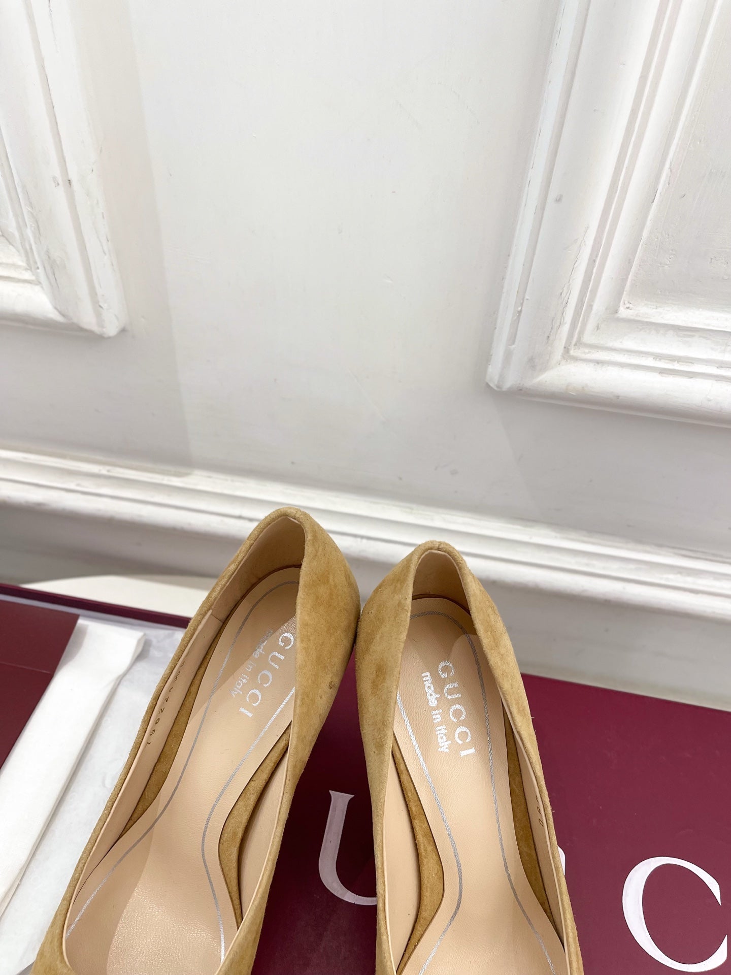 GG 26 High-Heeled 85 Pumps Beige Suede 587077