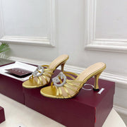 GG 26 High-Heeled Mules 85 Gold Metallic Leather 587087