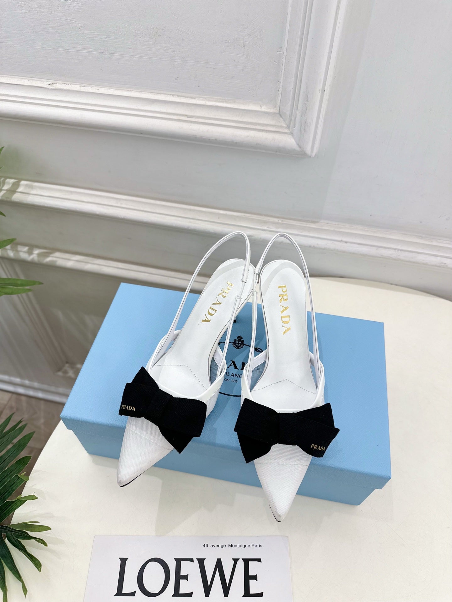 PRA 26S Pointed-Toe Slingback 75 White Mesh Sheepskin 631962