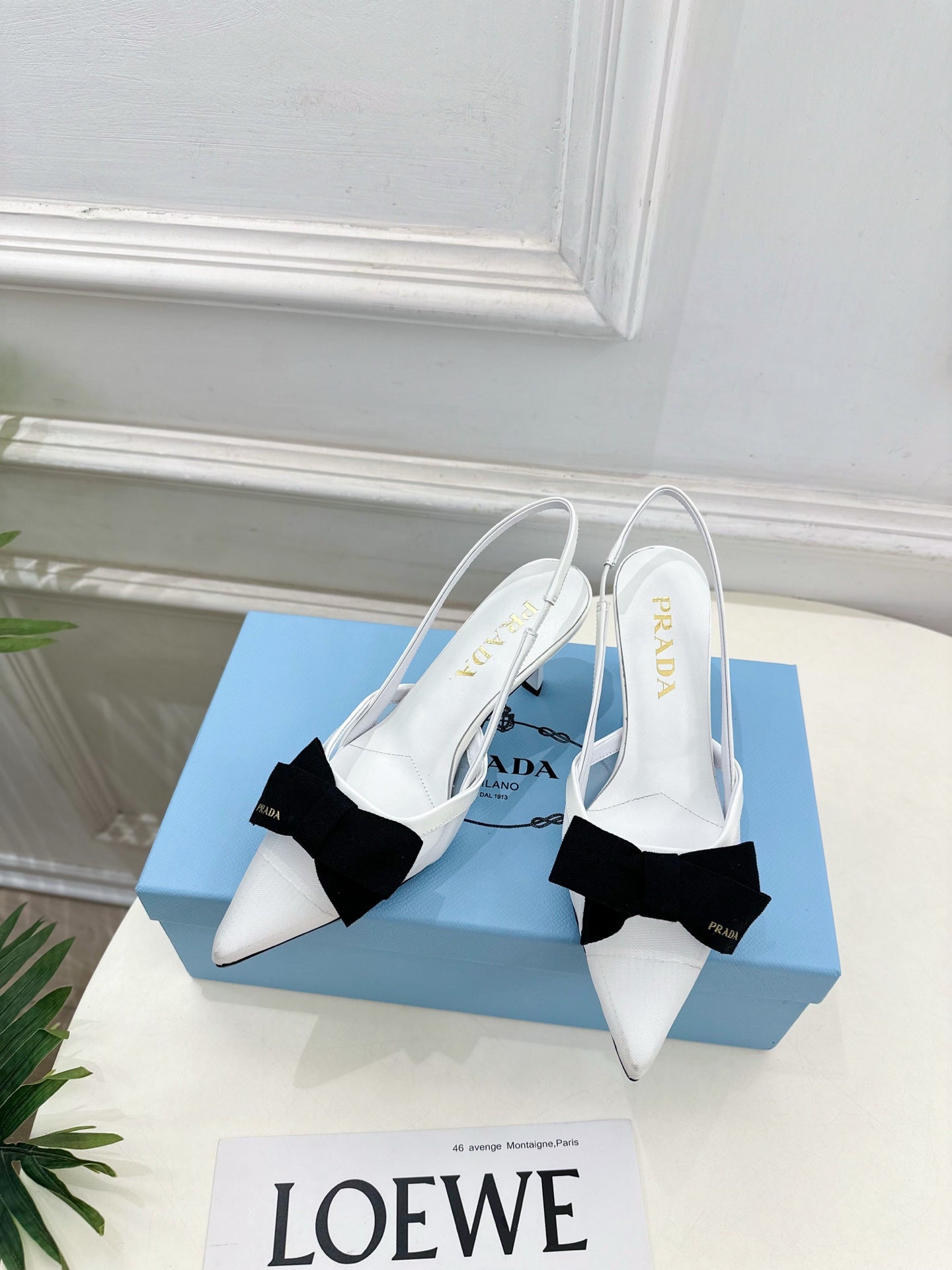 PRA 26S Pointed-Toe Slingback 75 White Mesh Sheepskin 631962