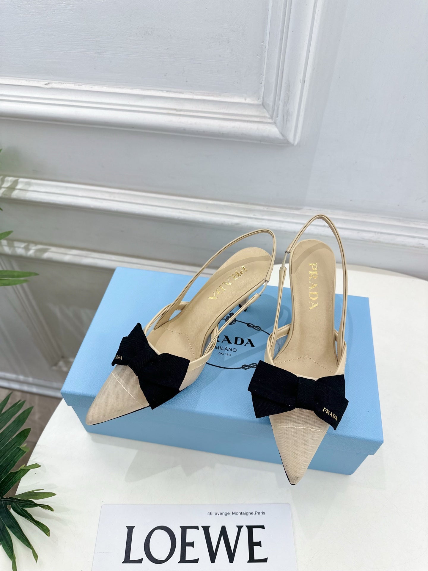 PRA 26S Pointed-Toe Slingback 75 Beige Mesh Sheepskin 631963