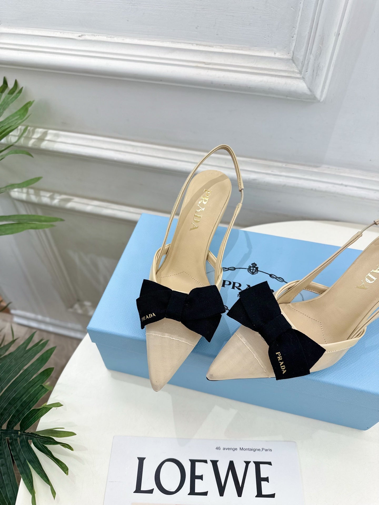 PRA 26S Pointed-Toe Slingback 75 Beige Mesh Sheepskin 631963