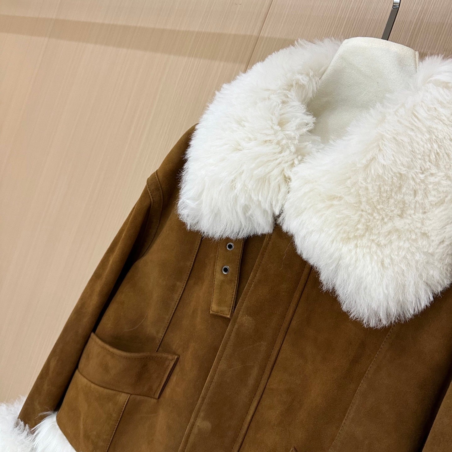 Miumiu 2025 Jacket Camel mix White Suede Wool