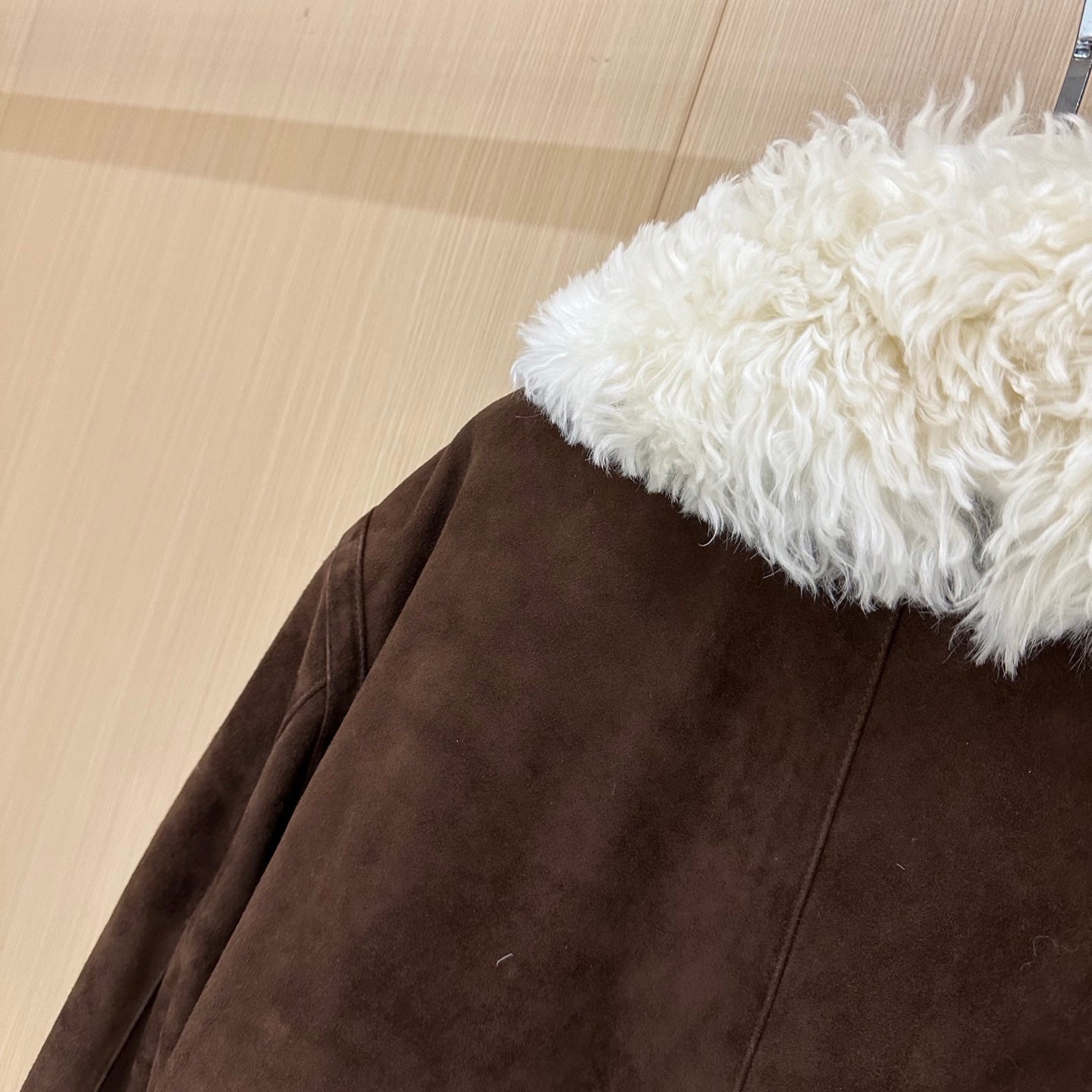 Miumiu 2025 Jacket Dark Brown mix White Suede Wool