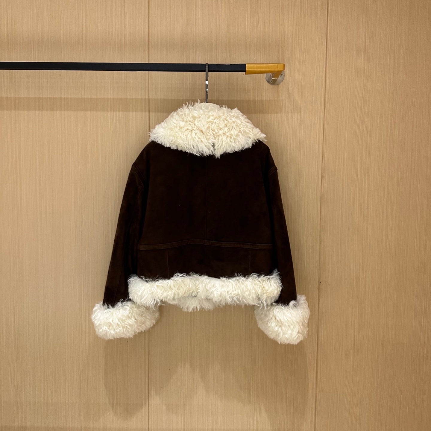 Miumiu 2025 Jacket Dark Brown mix White Suede Wool