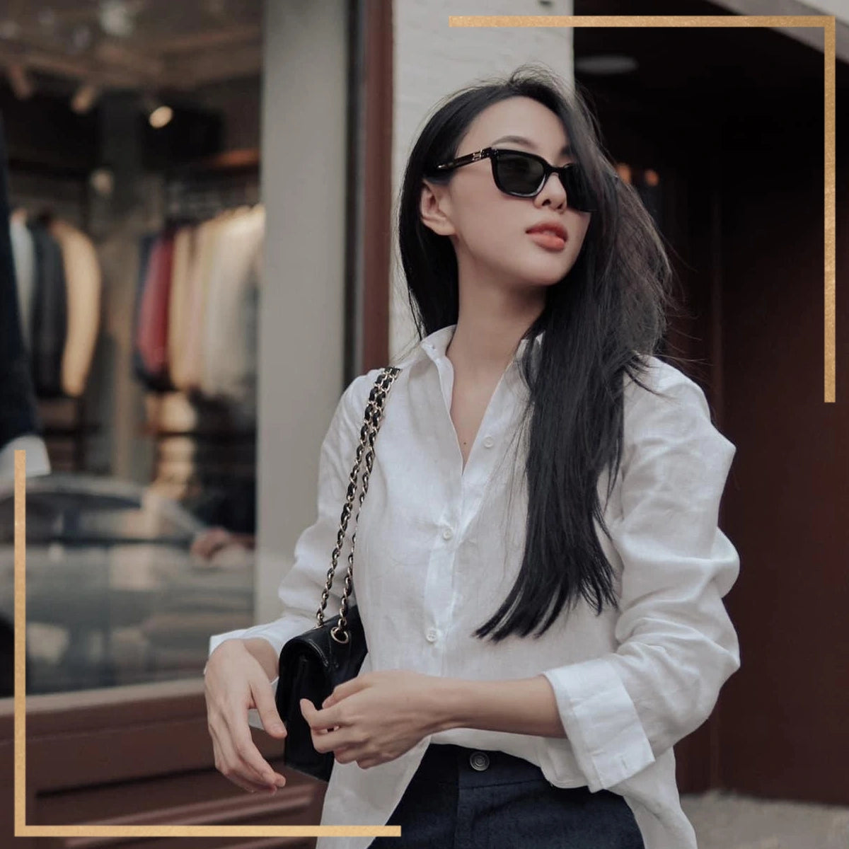 SQUARE SUNGLASS 575841 IN NUDE ACETATE