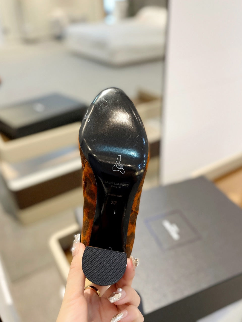 SL HONORÃ‰ BOOTIES LEOPARD BRICK SUEDE