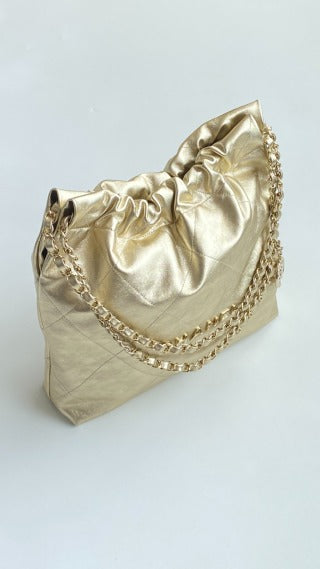 CC Medium Hobo Bag 42Metallic Gold Calfskin