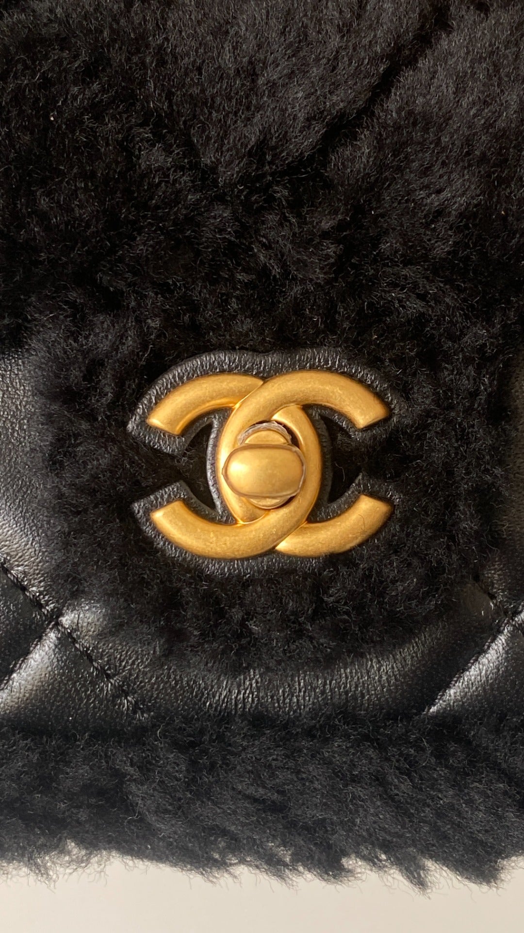 Chanel 25 Shearling Bag Black Wool Lambskin