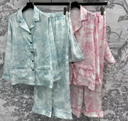 CD 25 Print Suit Pink and Light Blue Cotton