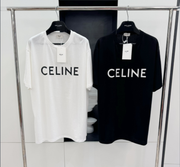 Celine 25 Letter Embroidered T-shirt Cotton