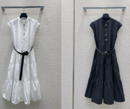 LV 25 Simple Elegant Vest Dress Black White Cotton
