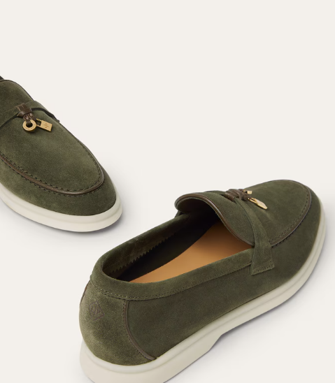 LP Summer Charms Walk Loafer Ribbon Green Suede Leather