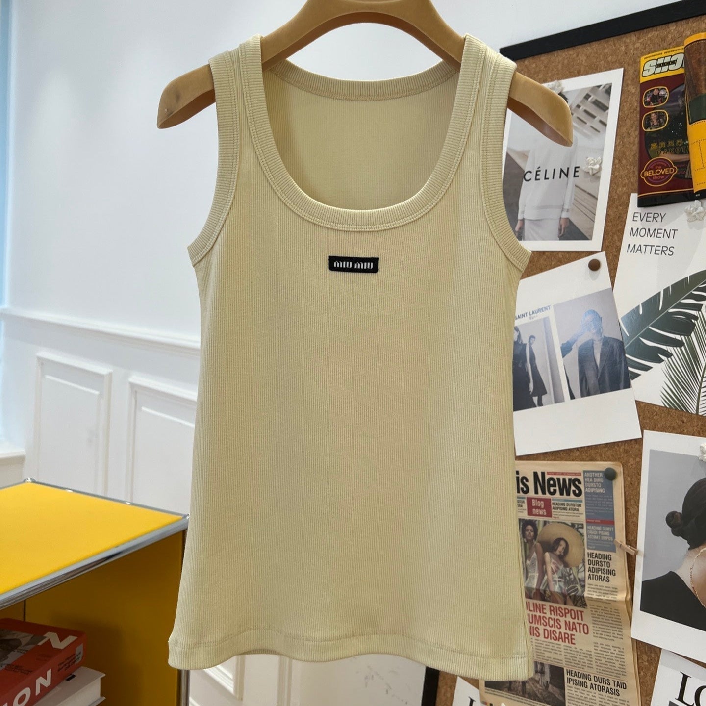 Miu Beige Cotton Tank Top