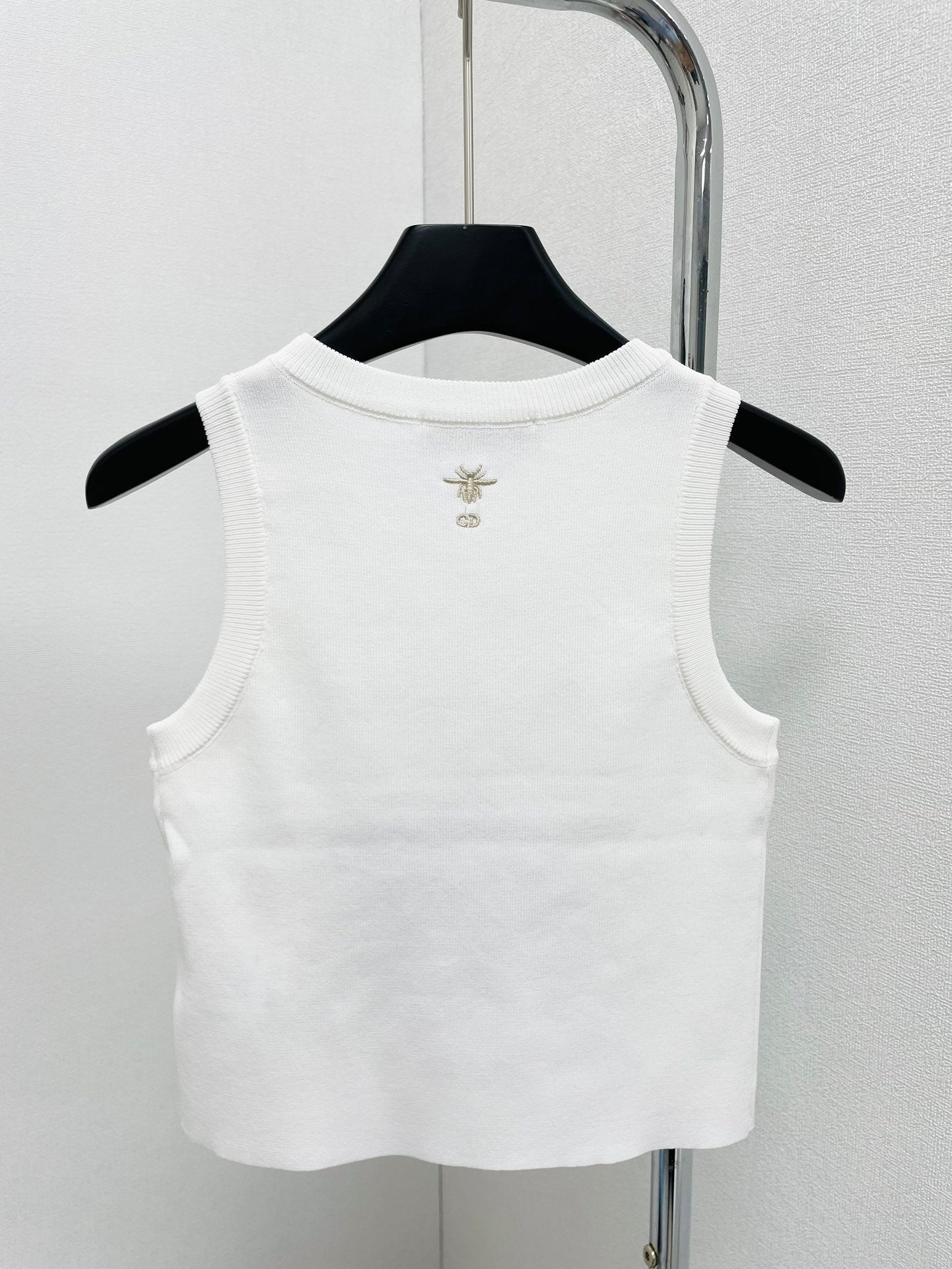 CD Star Embroidered Cropped Tank Top