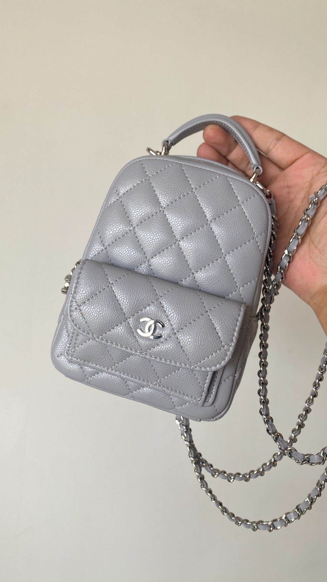 Chanel 25 Backpack 18cm Lilac Caviar Leather