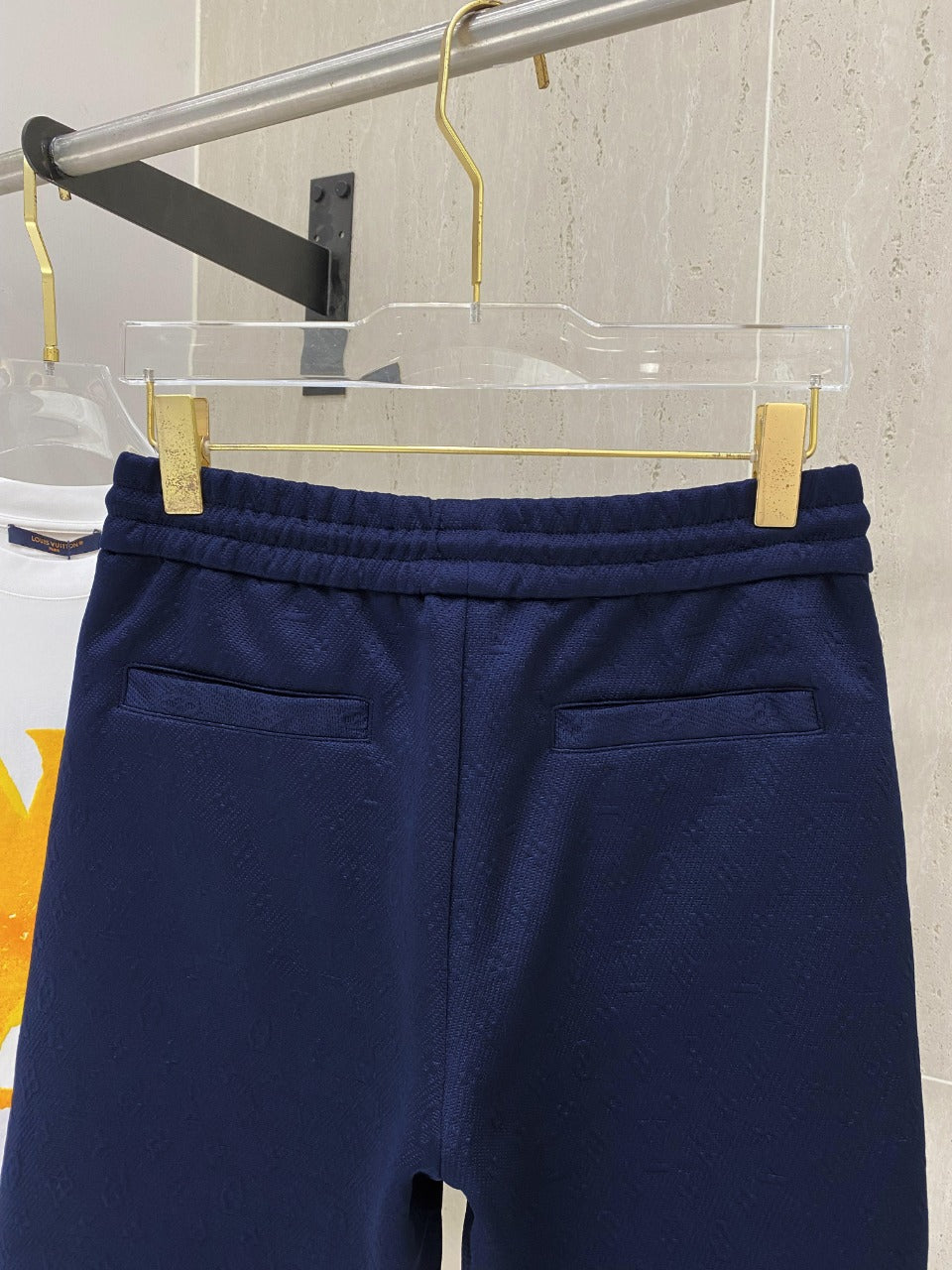 LV CASUAL SHORTS NAVY BLUE COTTON STRETCH FABRIC 239611