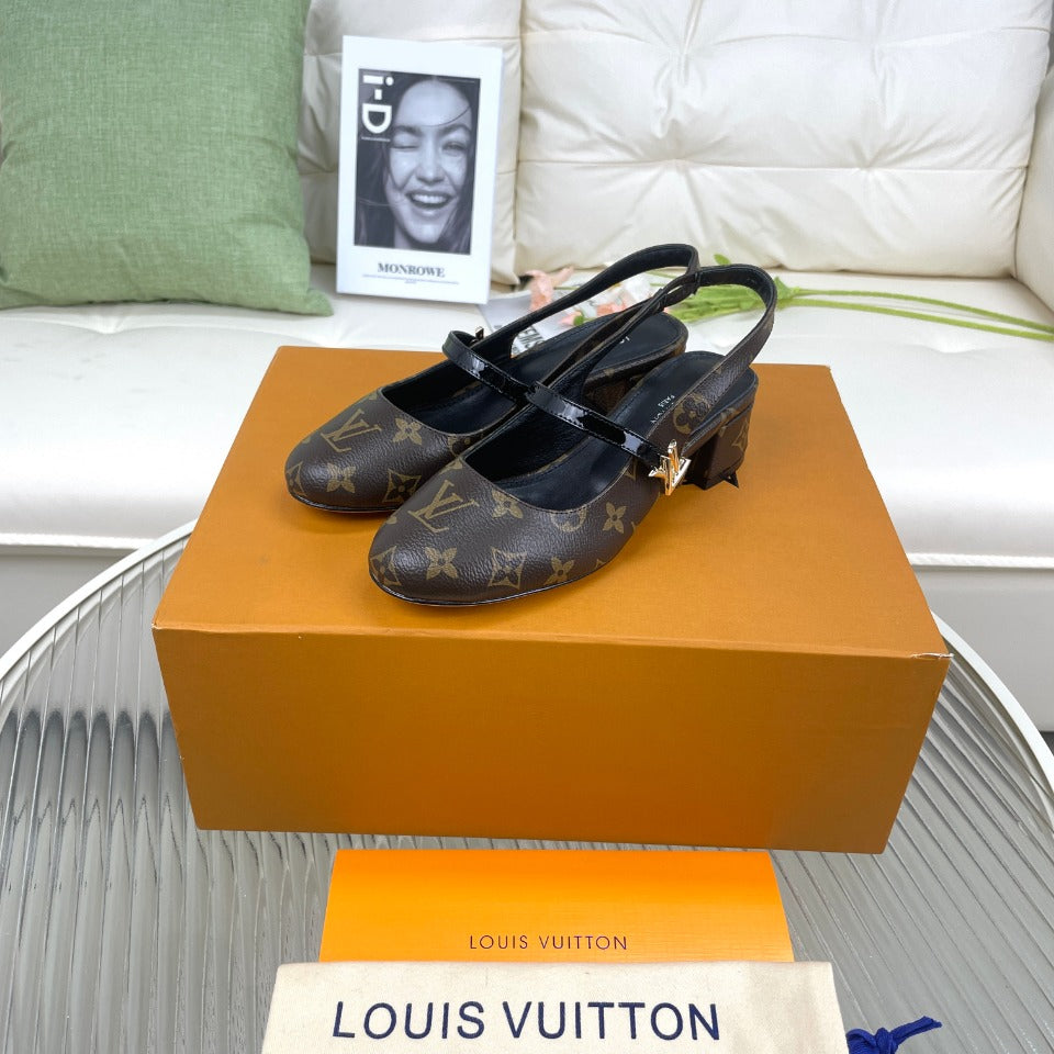 LV Slingback Dark Brown Lambskin