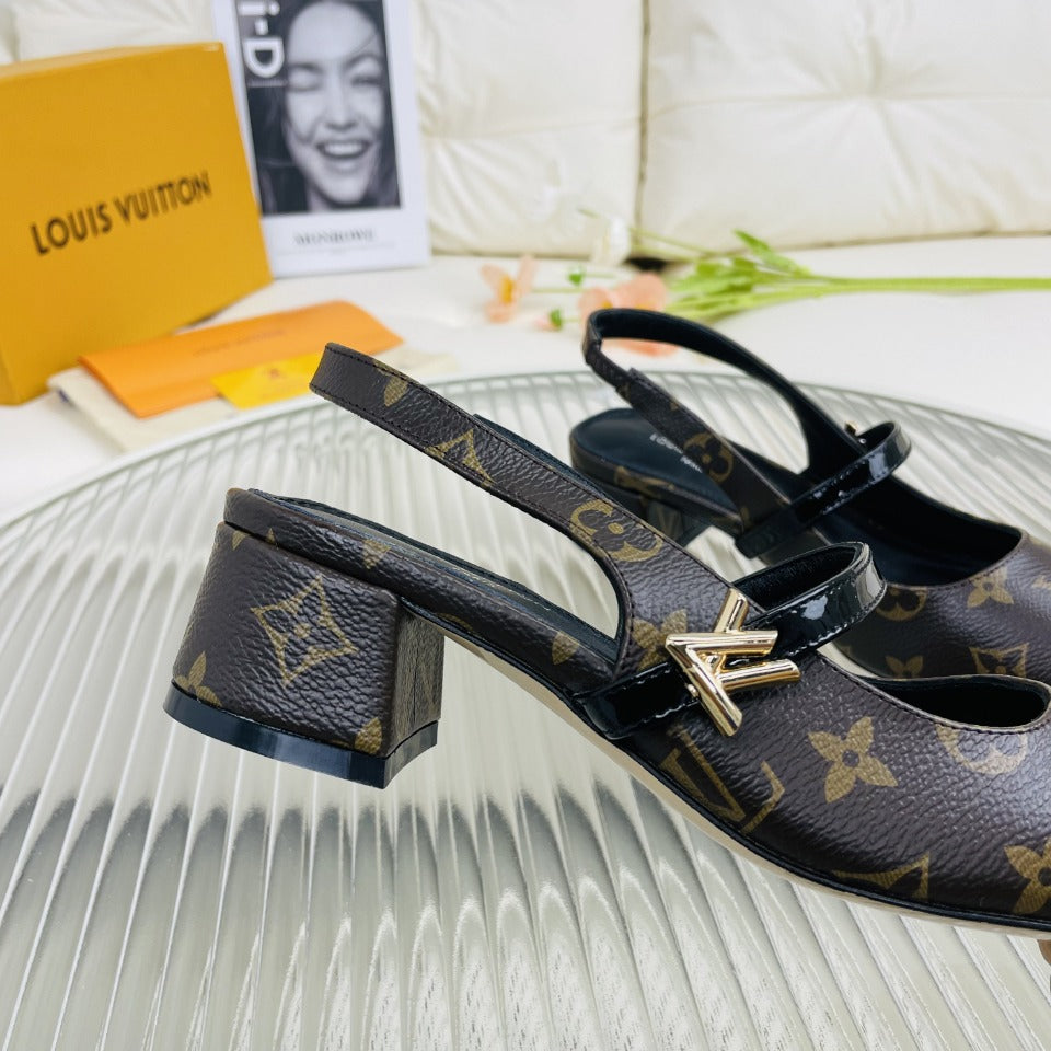 LV Slingback Dark Brown Lambskin