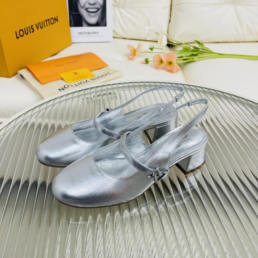 LV Slingback Metallic Silver Lambskin