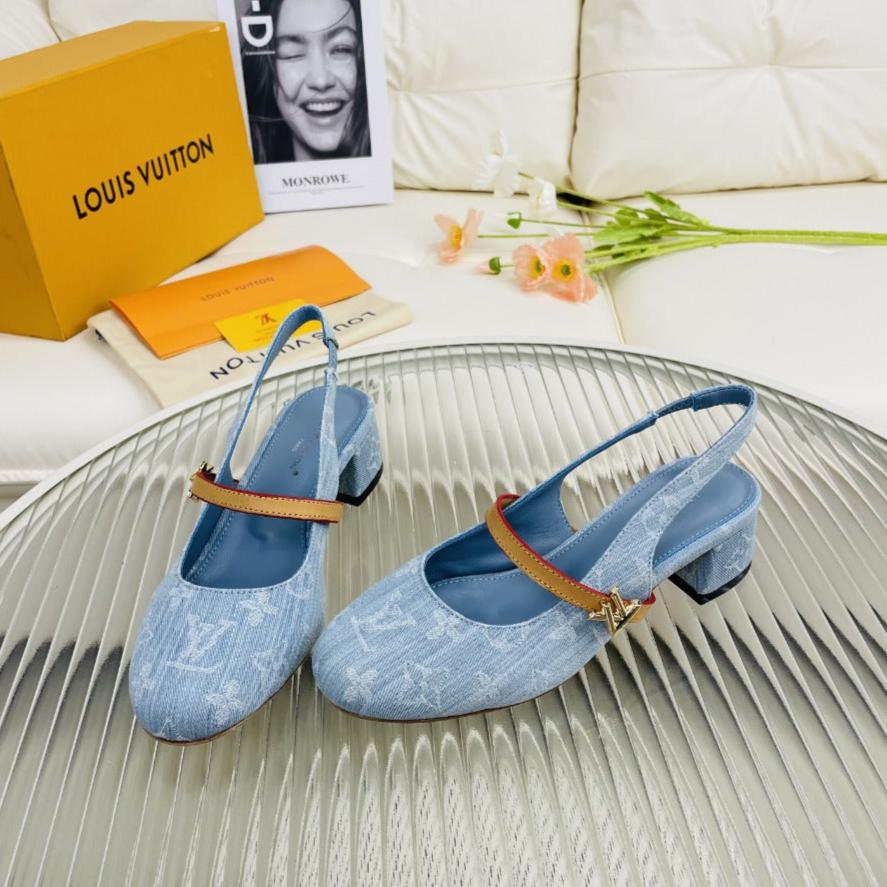 LV Slingback Blue Monogram Jacquard Fabric