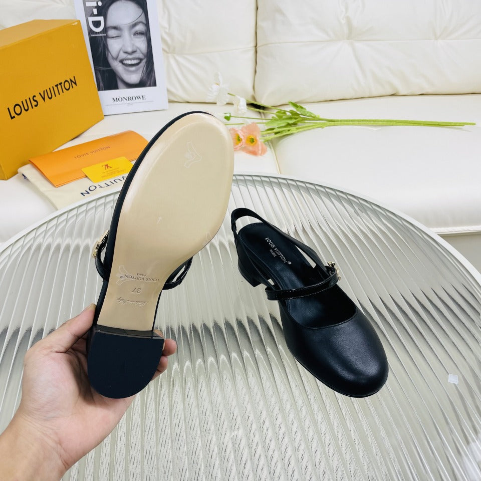 LV Slingback Black Lambskin