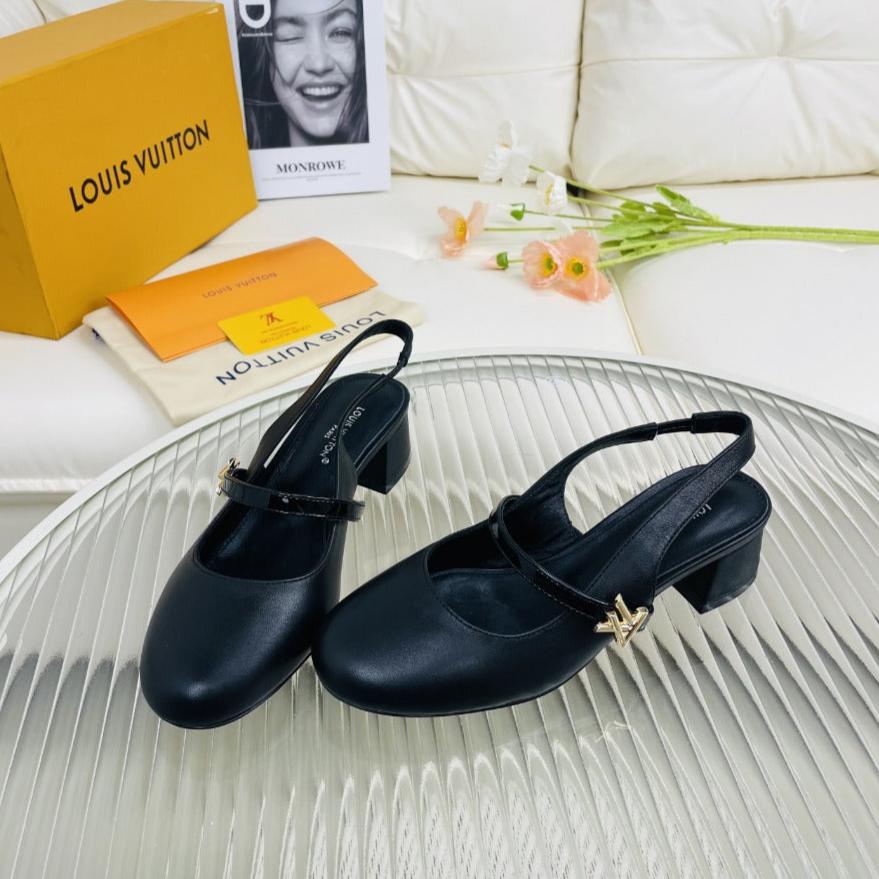 LV Slingback Black Lambskin