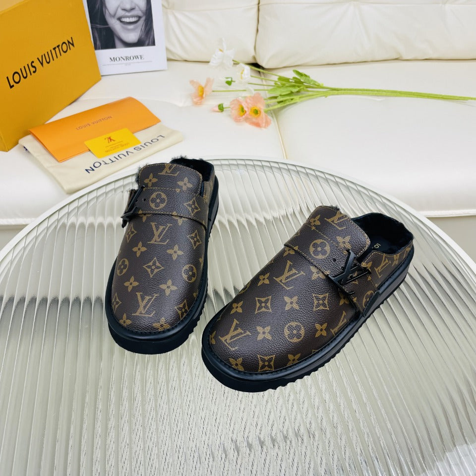 LV Mule Dark Brown Monogram Lambskin