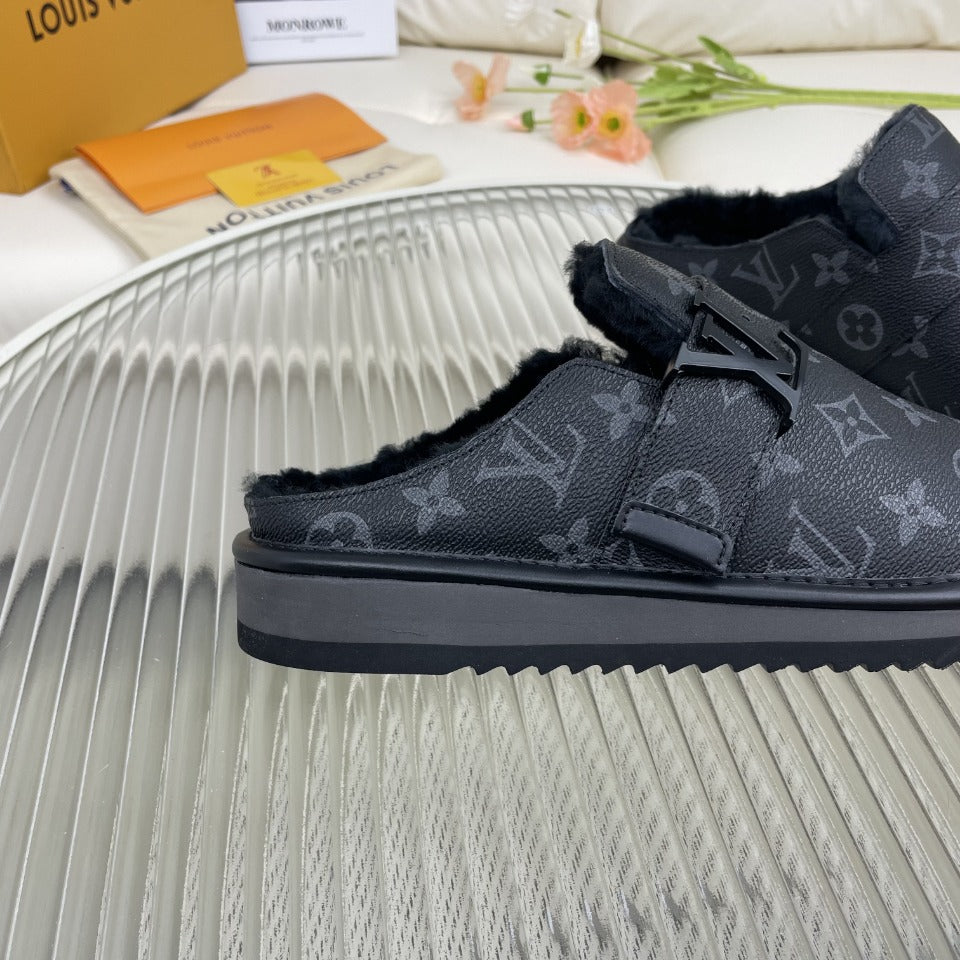 LV Mule Black Monogram Lambskin