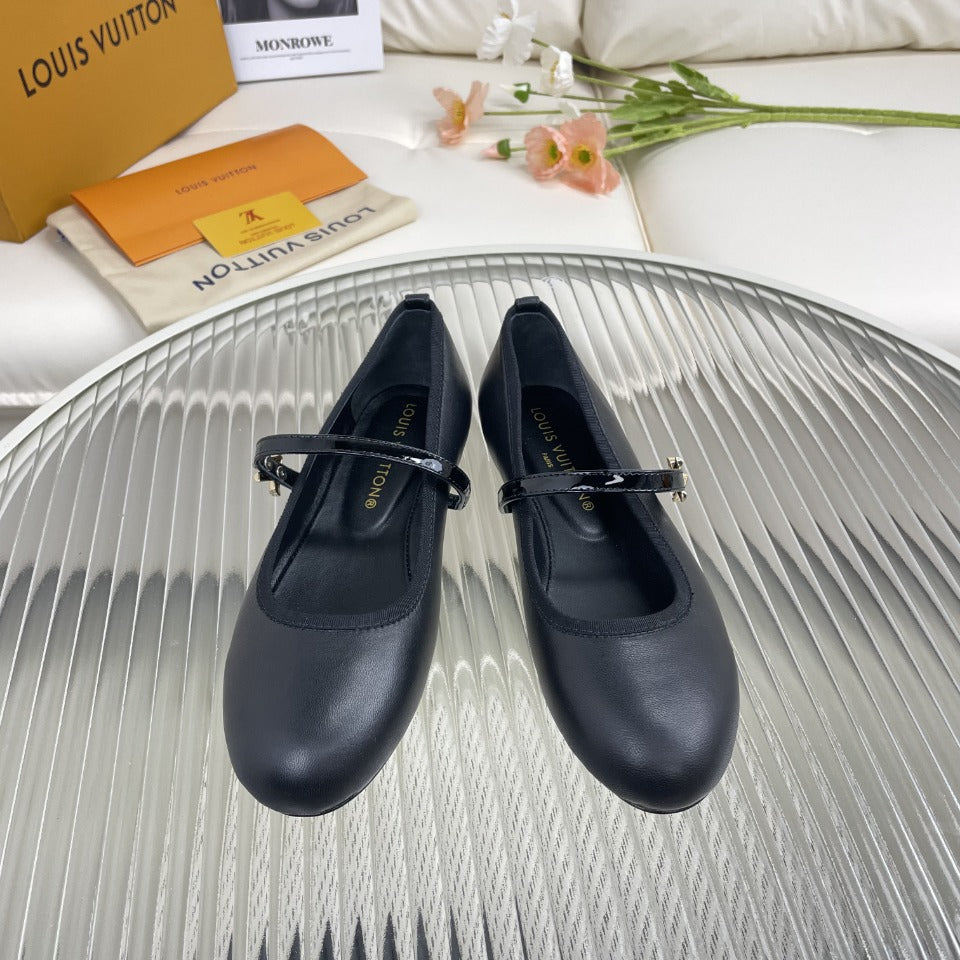 LV Flat Ballerina Black Lambskin