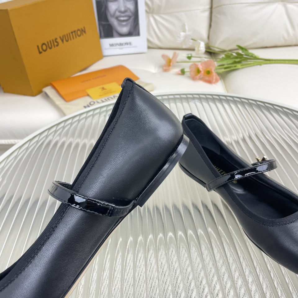 LV Flat Ballerina Black Lambskin