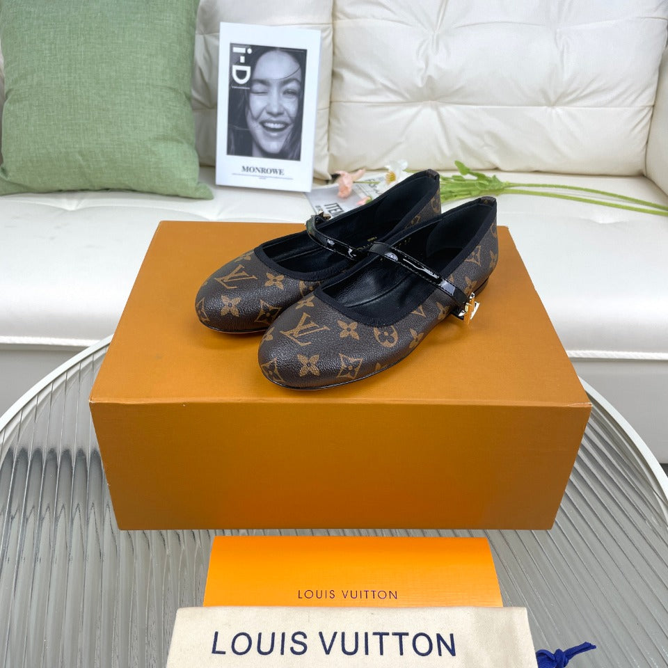 LV Flat Ballerina Dark Brown Lambskin