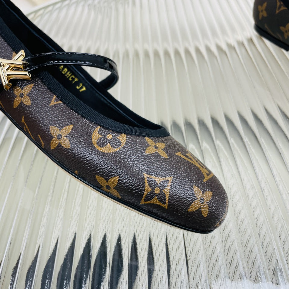 LV Flat Ballerina Dark Brown Lambskin