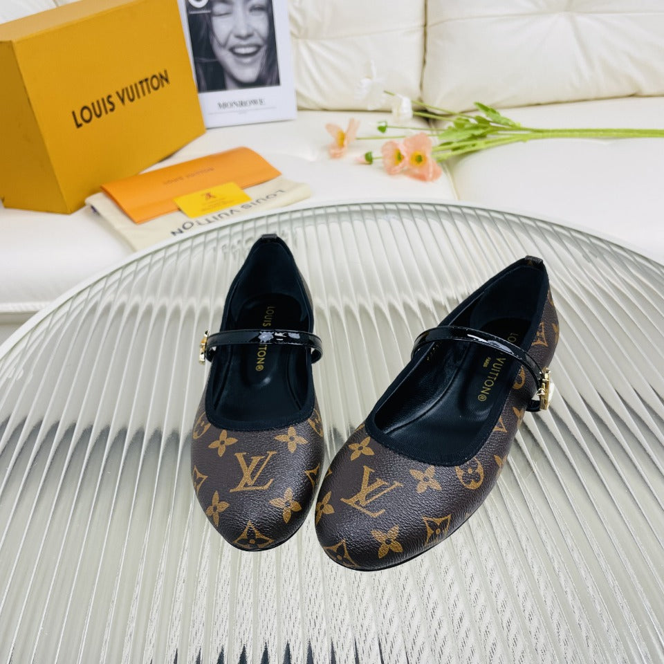 LV Flat Ballerina Dark Brown Lambskin
