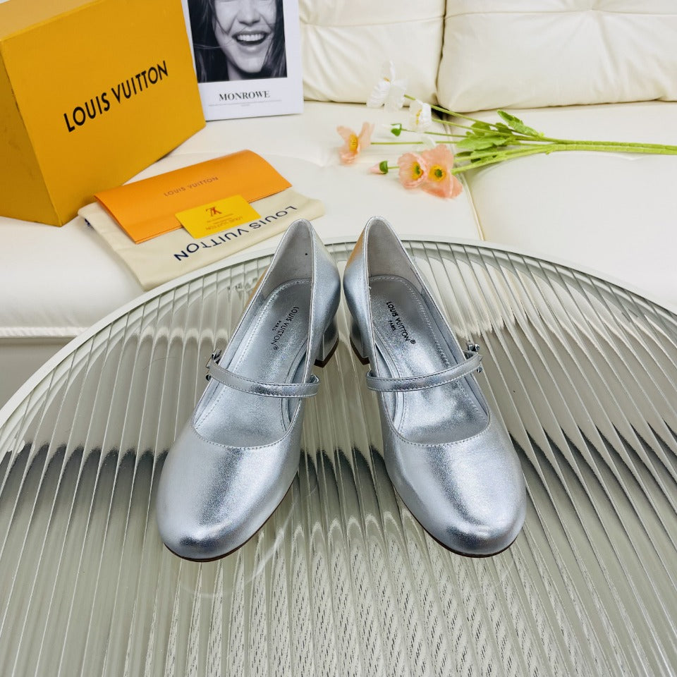 LV Medium-Heel 35mm Pumps Metallic Silver Lambskin