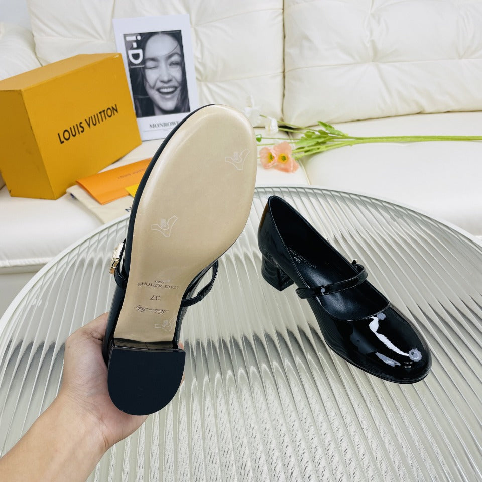 LV Medium-Heel 35mm Pumps Glossy Black Lambskin