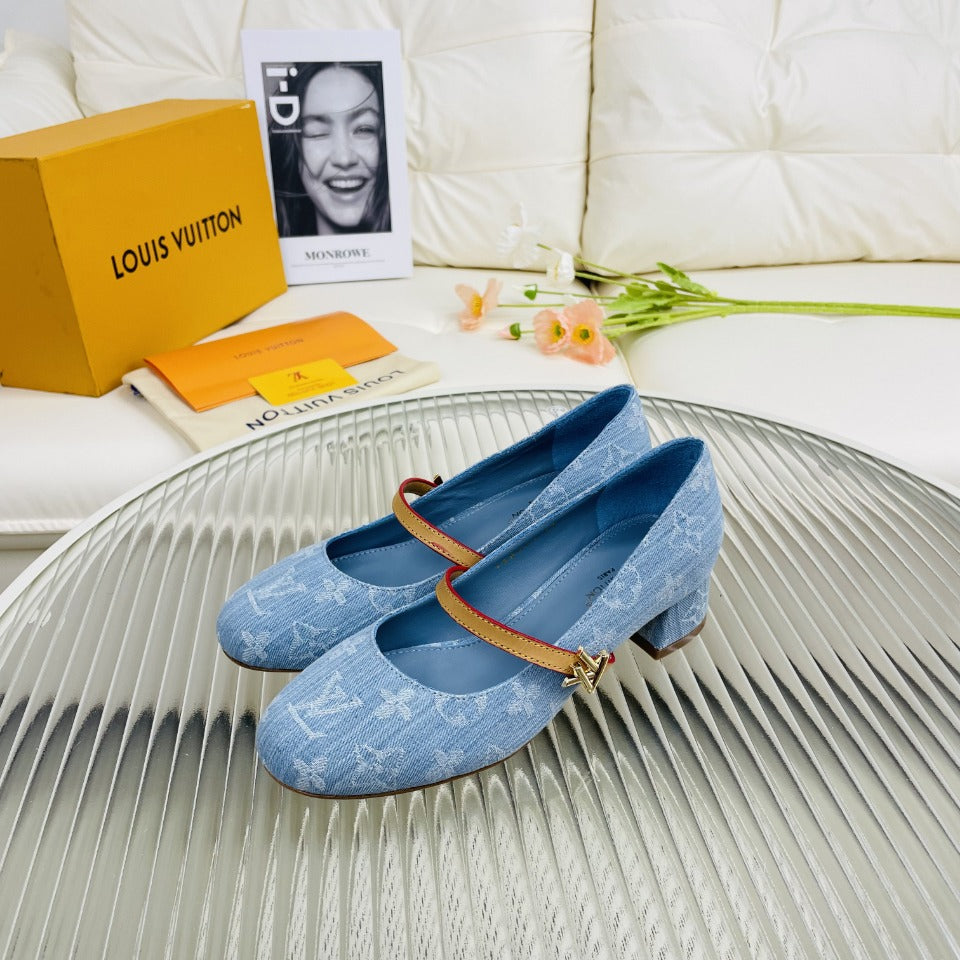 LV Medium-Heel 35mm Pumps Blue Monogram Jacquard Fabric