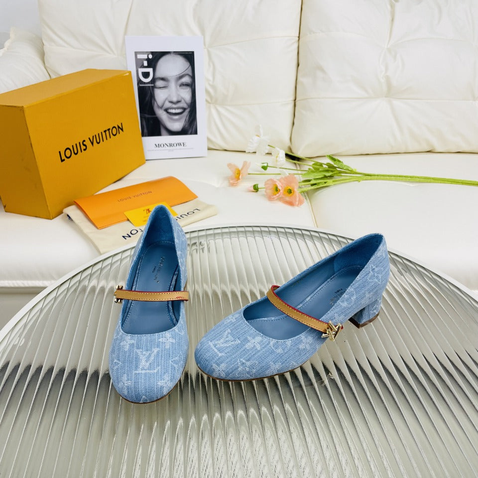 LV Medium-Heel 35mm Pumps Blue Monogram Jacquard Fabric
