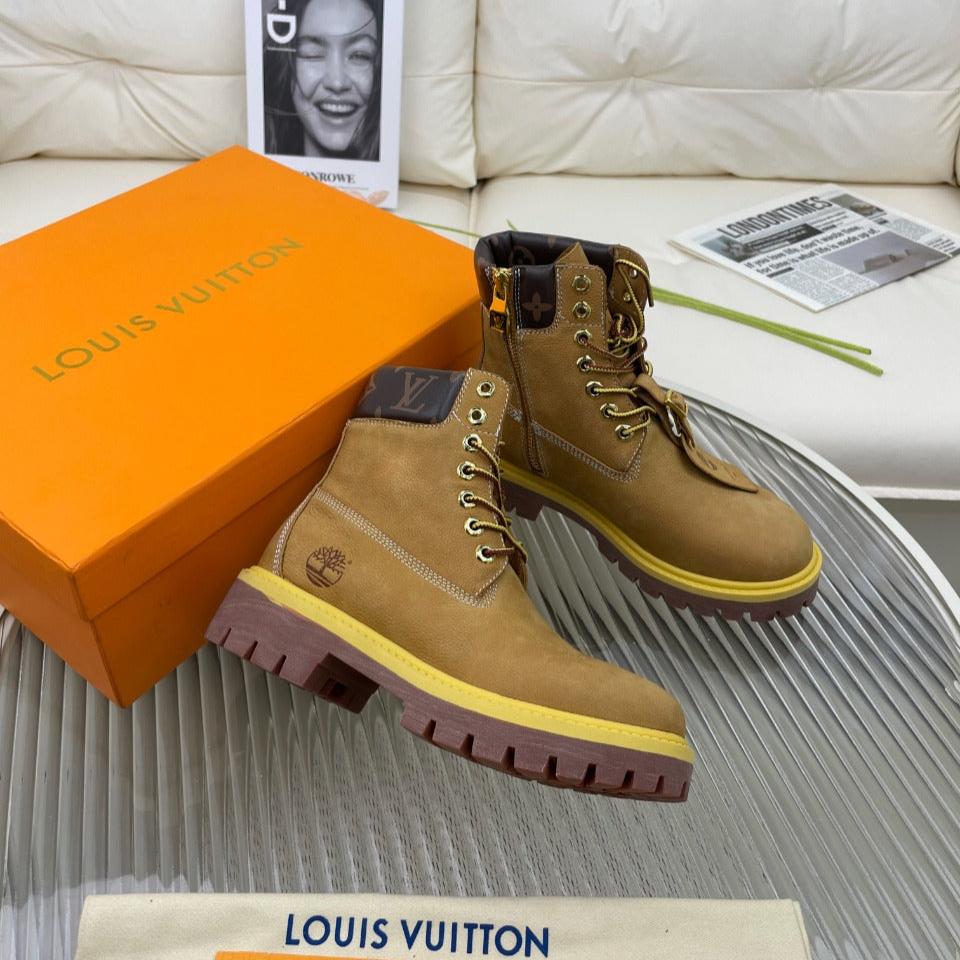 LV x Timberland Ankle Boot 50mm Brown Yellow Nubuck Leather