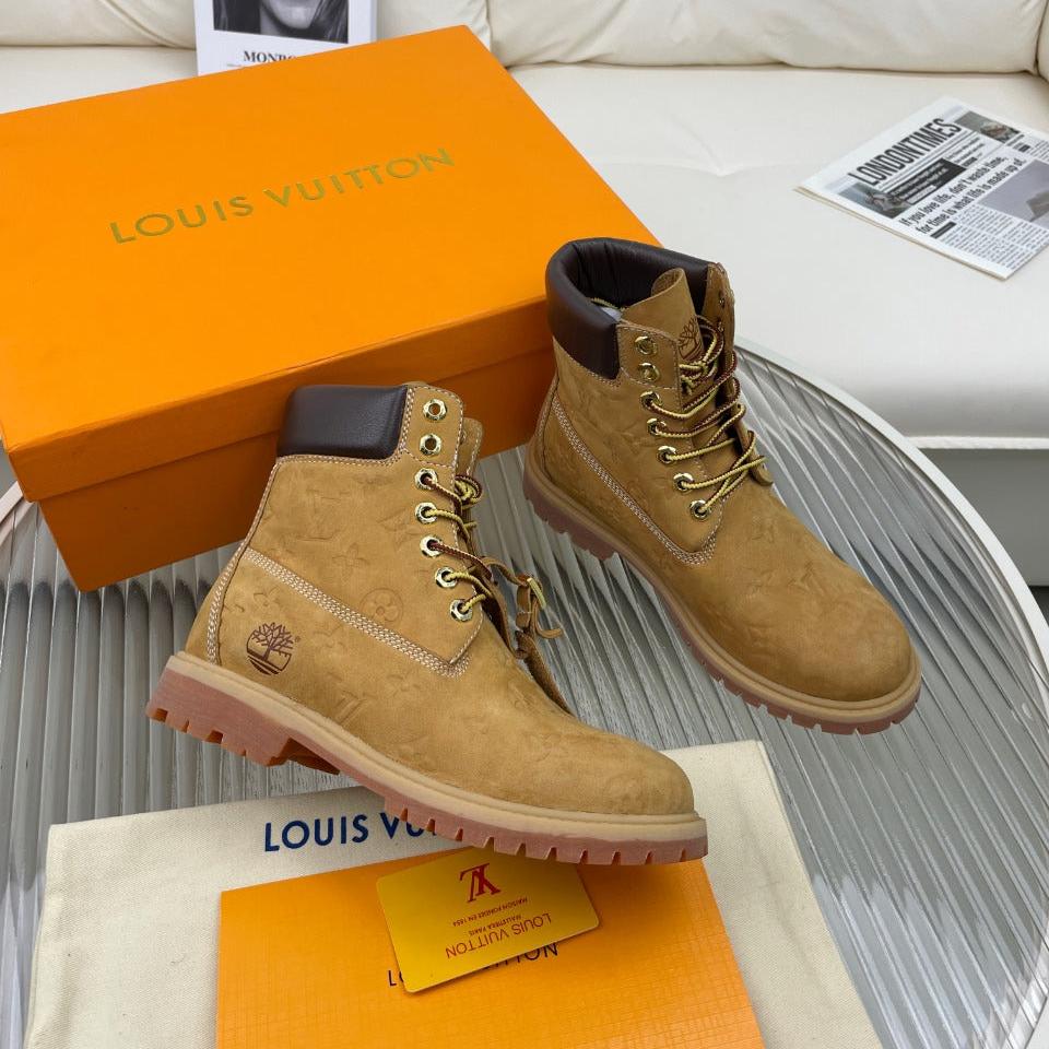 LV x Timberland 6-In Ankle Boot 50mm Brown Yellow Monogram Nubuck Leather