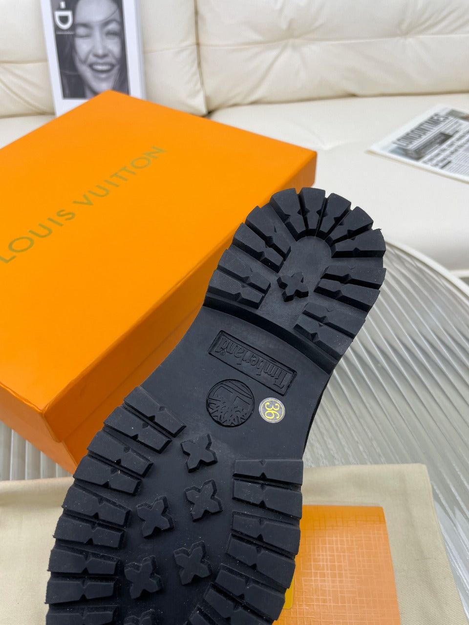 LV x Timberland Ankle Boot 50mm Black Monogram Nubuck Leather